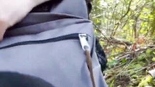 Nerdy girl nipple clamps buttplug in nature