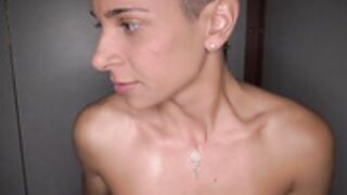 Cute short haired girl taking multiple rods